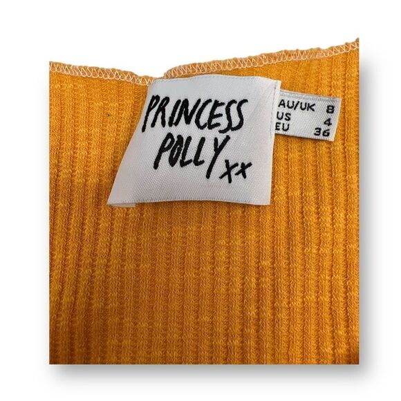 Princess Polly Ribbed Crop Top Size 4 - Picture 3 of 5